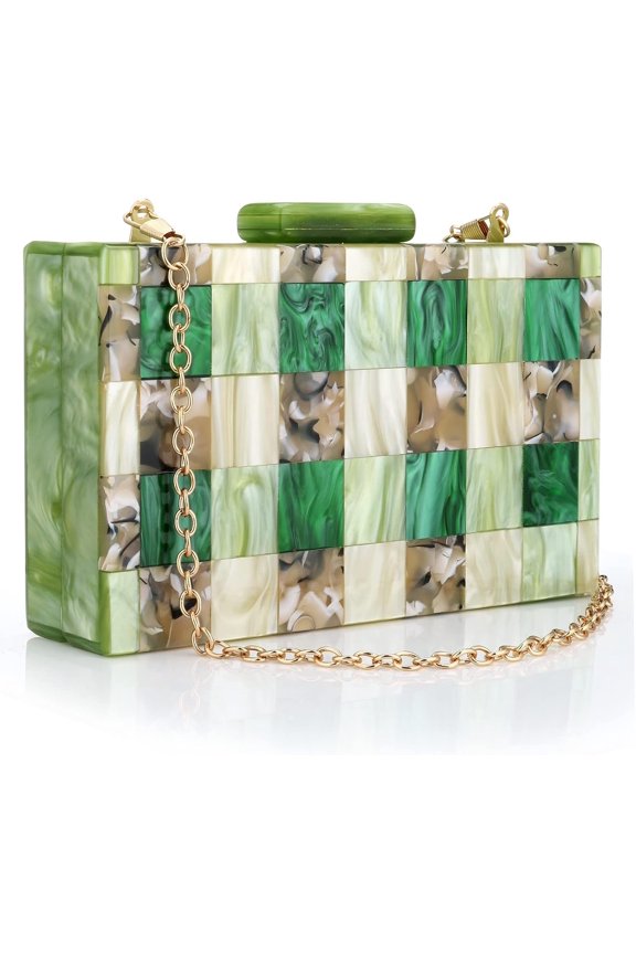 Handbags for Women Multicolor Perspex Geometric Purses Box Clutch Elegant Crossbody Bag for Lady Evening Banquet Prom