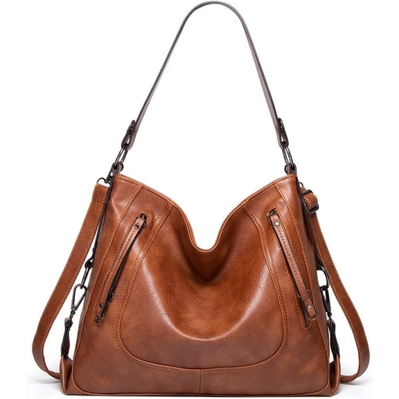 Handbags for Women Shoulder Tote Zipper Purse PU Leather Top-handle Satchel Bags Ladies Hobo Bag