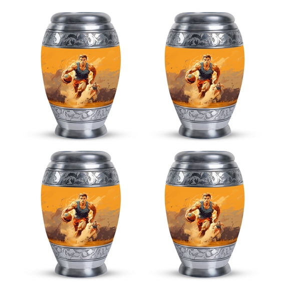Handball Athlete In Focused Play - Ash Urns For Humans - Urns For Ashes - 3 Inch - Pack Of 4 - Decorative Urns - Cremation Urns For Human Ashes - Ashes Keepsake - Burial Urns For Human Ashes
