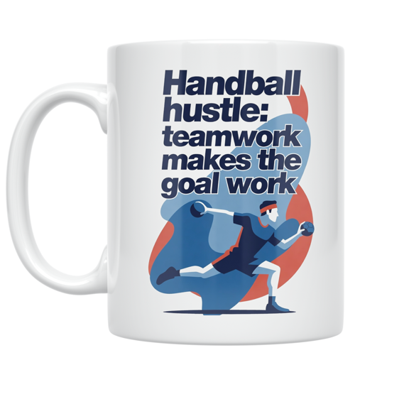 Handball Hustle Teamwork Makes the Goal Work - Handball Player Enthusiast - 11 oz Ceramic Coffee Mug