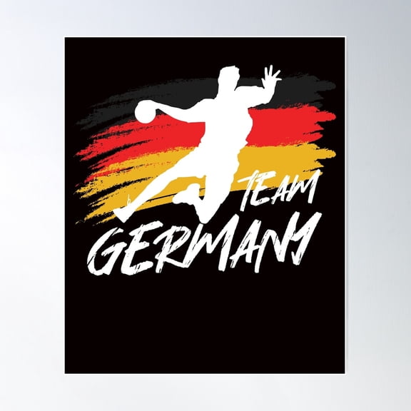Handball Team Germany Flag Handballer Ball Sports Player Poster Wall Art, Modern Wall Decor, 12x18 UNFRAMED