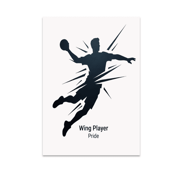 Handball Wing Player Silhouette Art - Sports Fan - 13x19 Poster Print