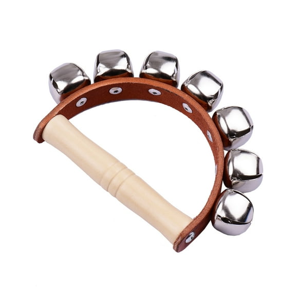 Handbell Hand Bells with 7pcs Jingle Bells Wood Handle Musical Instrument Toy for  Class