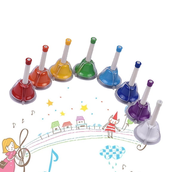 Handbell,Percussion Bells Kit Bells Kit Musical Note Metal Bell Handbell Hand Percussion Metal Bell Handbell 8 Note Kids Children Musical Hand Percussion Bells Fapao Dsfen Musical Toy Kids
