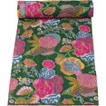 thumbnail image 1 of Handblock Multi Fruit Print Handmade Cotton Kantha Quilting Throw Blanket Hippie Queen/King Size Bohemian Block Kantha Quilt With 2 Pillow Cover, 1 of 5