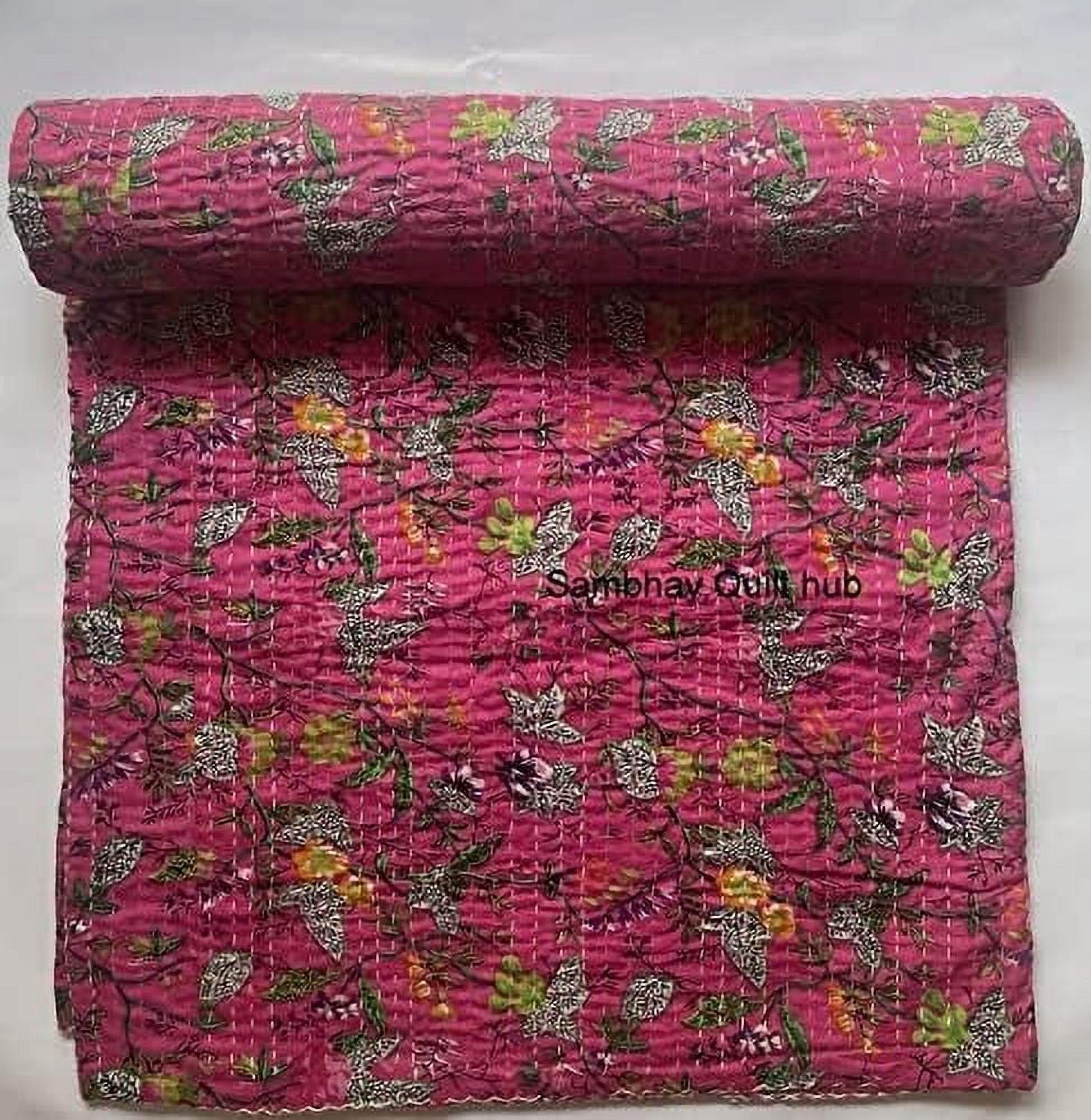 Colcha Vintage Hecha A Mano De Seda Sari Patchwork Kantha, Colcha Decorativa Para El Hogar, Colchas Hippie, Tamaño King (beige, 108 X 108 Pulgadas