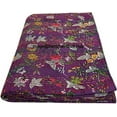 thumbnail image 1 of Handblock Multi Vintage BirdParadisePrint Handmade Cotton Kantha Quilting Throw Blanket Hippie Queen/King Size Bohemian Block Kantha Quilt, 1 of 5