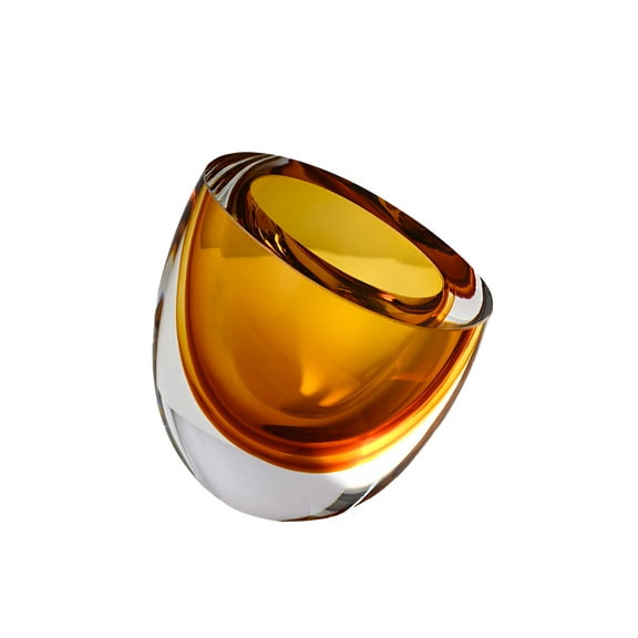 Handblown Amber Glass Tilted Vase, 5.5" Tall, Pack of 1