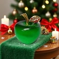 thumbnail image 1 of Handblown Crystal Christmas Apple - Elegant Glass Ornament & Gift for Tree/Mantel (2.36in Green), 1 of 6