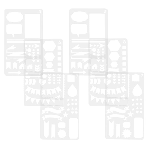 Handbook Painting Template Hollow Out Decorate Plastic Planner Stencils for Journaling Notebook 6 Pcs