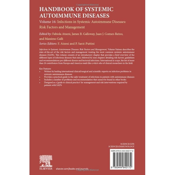 Pre-Owned Handbook of Systemic Autoimmune Diseases Infections in Systemic Autoimmune Diseases: Risk Factors and Management Volume 16, Book 16, (Paperback)