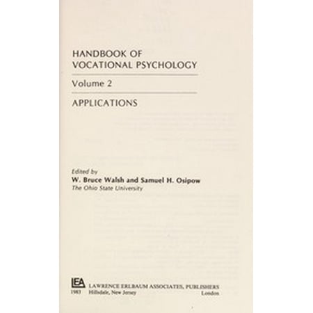 Pre-Owned Handbook of Vocational Psychology Vol. 2 : Applications 9780898592863 /