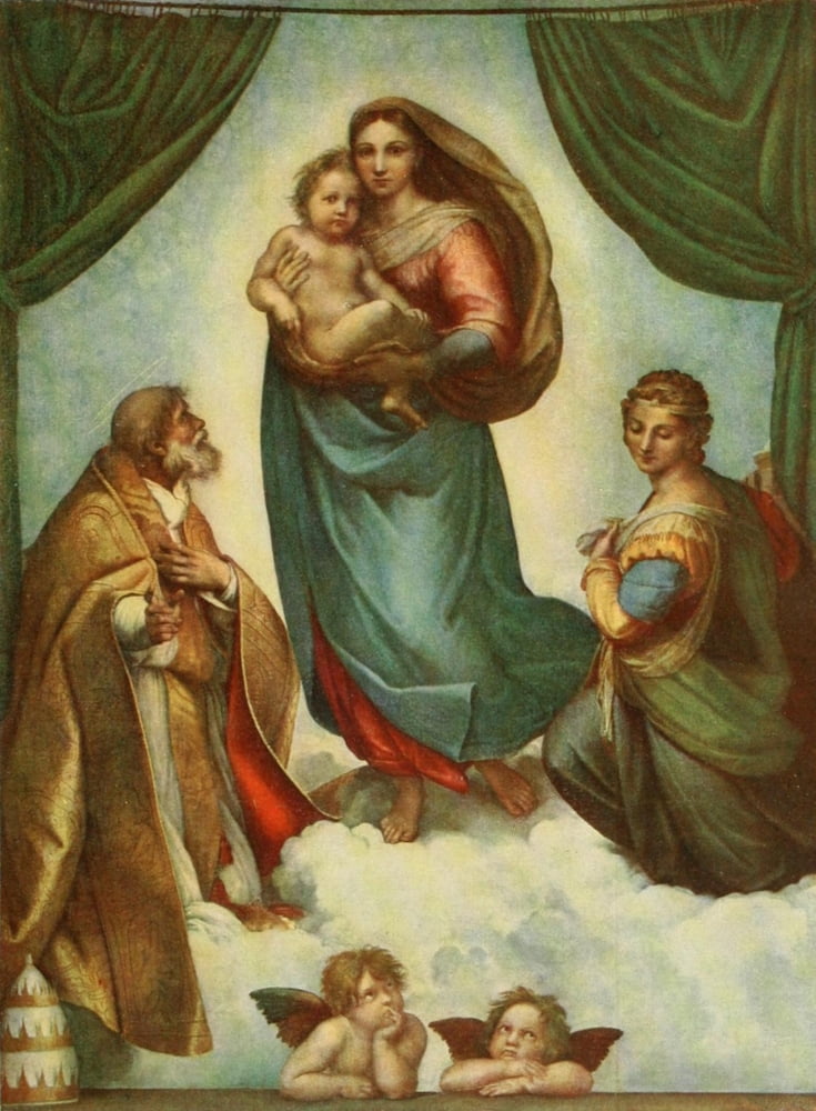 Handbuch der Kunstgeschichte 1912 Sistine Madonna Canvas Art - Raphael (18 x 24)