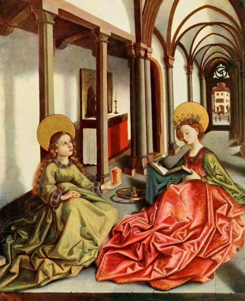 Handbuch der Kunstgeschichte 1912 St Magdalena & St Katharina Canvas Art - Konrad Witz (18 x 24)
