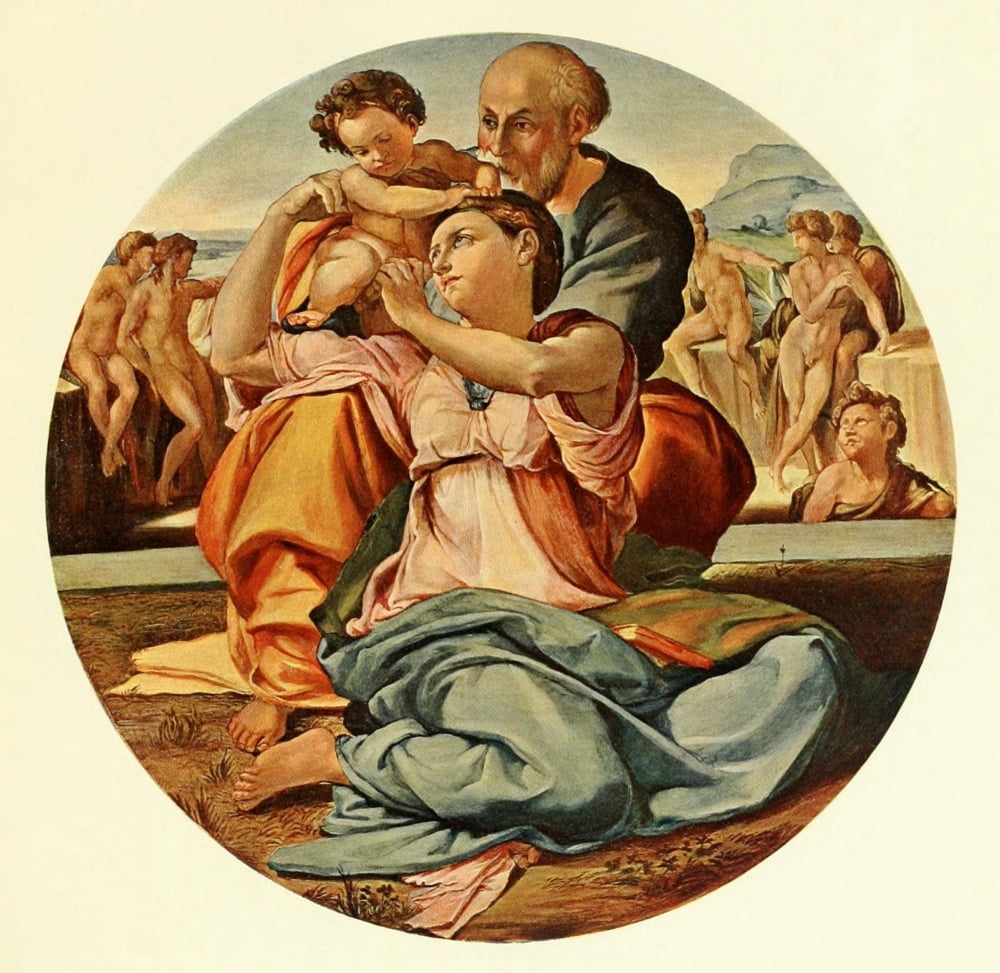 Handbuch der Kunstgeschichte 1912 The Holy family Canvas Art - Michelangelo (24 x 36)