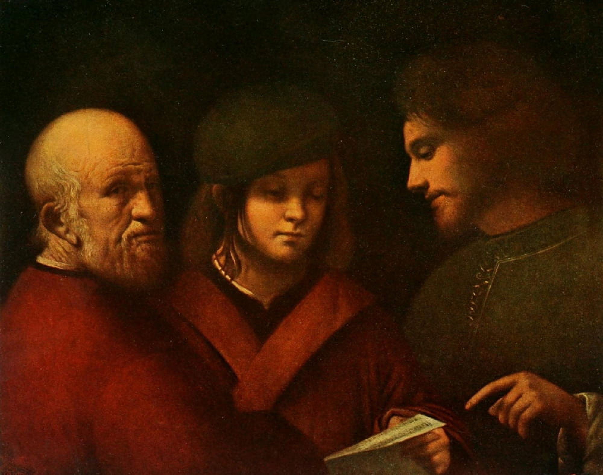 Handbuch der Kunstgeschichte 1912 Three wise men Canvas Art - Lorenzo Lotto (24 x 36)