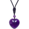 thumbnail image 1 of Handcarved Crystal Stone Heart Pendant Necklace for Women Love Healing Quartz Pendant with Adjustable Cord, 1 of 4