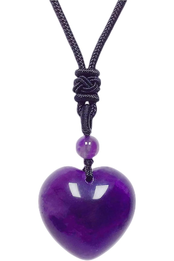 Handcarved Crystal Stone Heart Pendant Necklace for Women Love Healing Quartz Pendant with Adjustable Cord