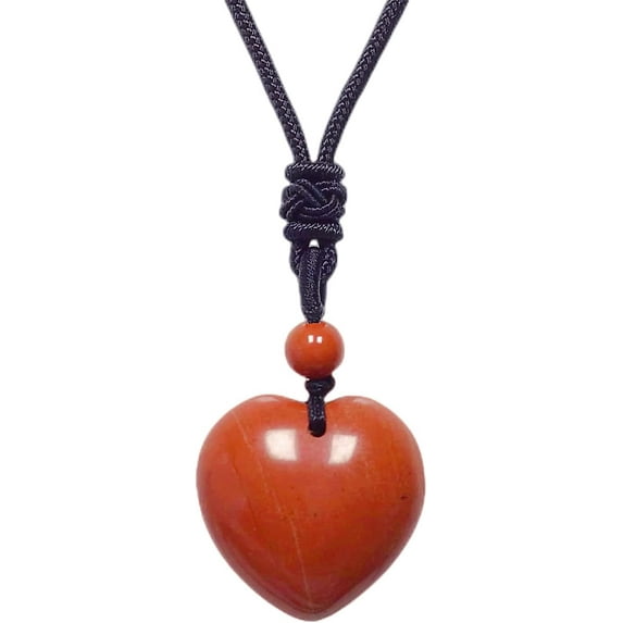 Handcarved Crystal Stone Heart Pendant Necklace for Women Love Healing Quartz Pendant with Adjustable Cord