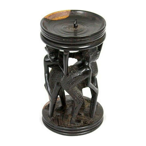 Handcarved Ebony Family Tree Candle Holder