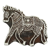 Handcarved Horse Brown Printing Block Indian Wooden Stamp Scrapbook Textile Stamp