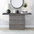 thumbnail image 1 of Handcarved Modern 31 Inch Tall Console Table | Distressed Gray Natural Finish Wood | Solid Wood Square Hallway Table | Indian Furniture, 1 of 4