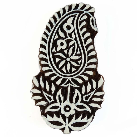 Handcarved Printing Block Wooden Paisley Stamp Textile Pottery Stamps Blockprint