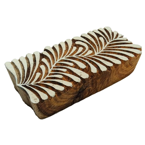Handcarved Printing Block Wooden Texile Stamp Leaf Brown Stamp Blockprint