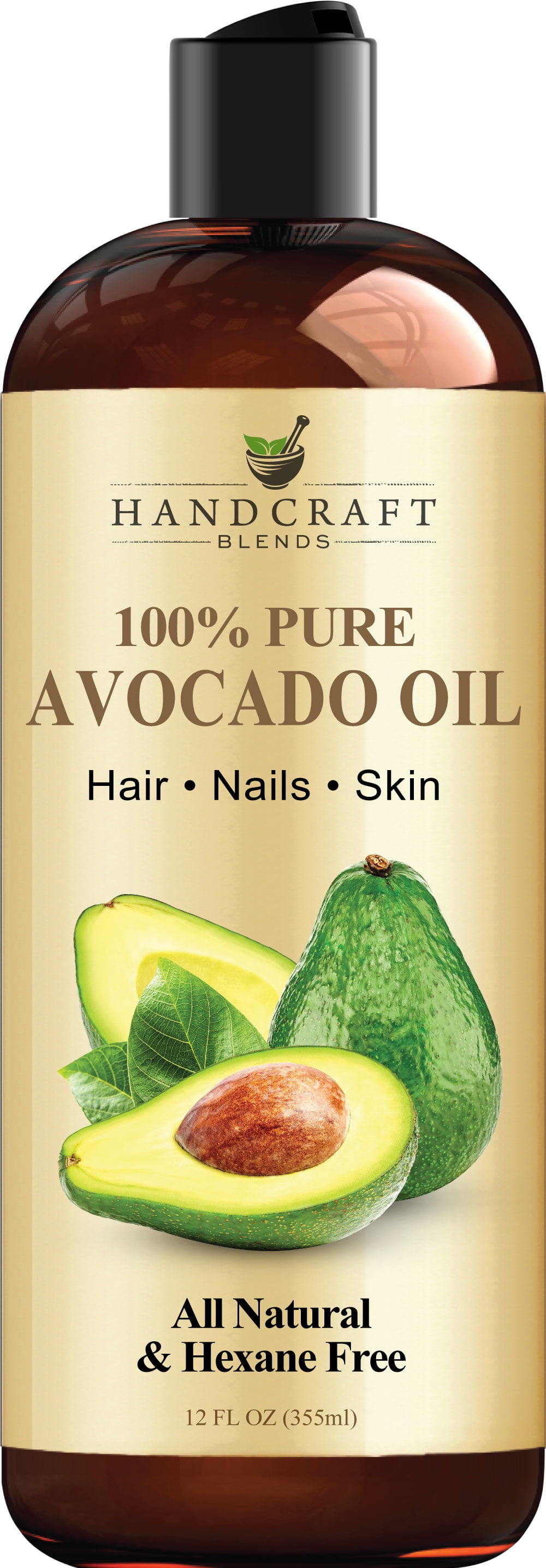 Handcraft Avocado Oil - 12 fl. oz - 100% Pure and Natural - Hair Oil - Carrier Oil For Aromatherapy, Massage Oil, Body & Skin Moisturizer & Lubricant - Cold Pressed - Hexane Free