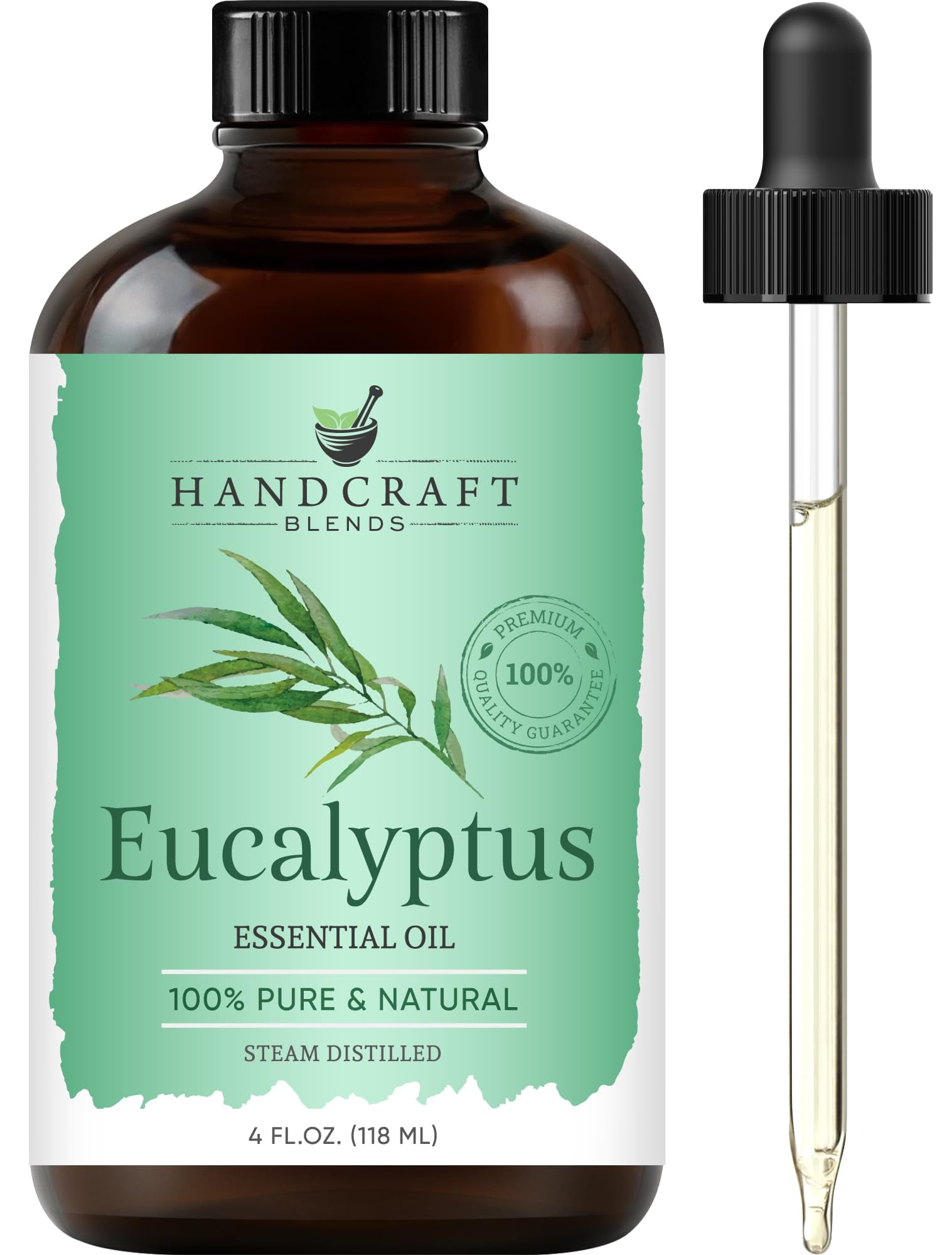 Handcraft Blends Eucalyptus Essential Oil - Huge 4 Fl Oz - 100% Pure and Natural - Premium Grade with Glass Dropper