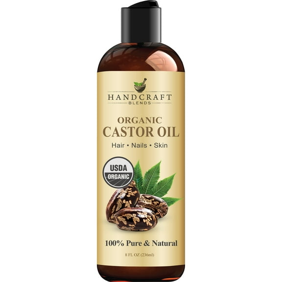 Handcraft Blends Organic Castor Oil for Hair, Eyelashes & Skin, 8 oz