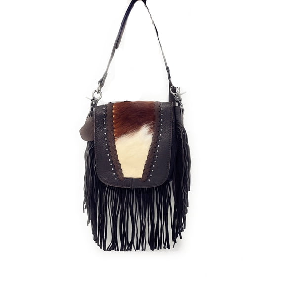 Handcraft Leather Western FloralTool Flora Cowhide Women Fringe Clutch Crossbody