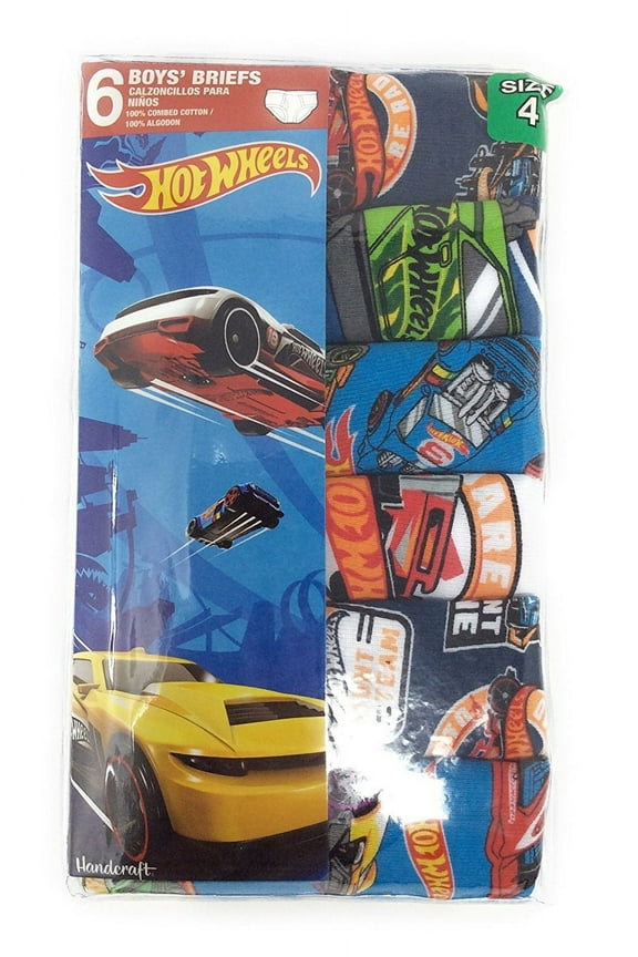 Mfg Handcraft Hot Wheels Boys Briefs Toddler Little Big Kid Cars, 6 Pieces
