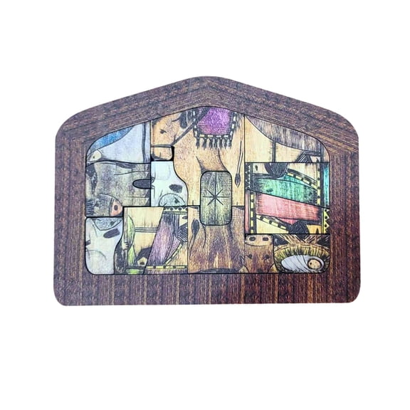 Handcraft Nativity Scene Figurine Exquisites Detail Nativity Puzzle for Home Decorations Featurings Jesuss Birth