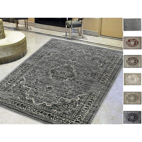Handcraft Rugs-Ash/Gray Persian Isfahan Floral Pattern Distressed – Modern Vintage Area Rug