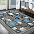 thumbnail image 1 of Handcraft Rugs Blue/Silver/Gray Abstract Geometric Modern Squares Pattern Area Rug, 1 of 5