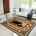 thumbnail image 1 of Handcraft Rugs Cabin Rug  Lodge, Cabin Nature and Animals Area Rug  Modern Geometric Design Cabin Area Rug  Abstract, Brown/Green/RedMother Bear/Cub/Footprint 5x7 feet, 1 of 7
