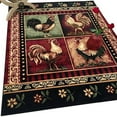 thumbnail image 1 of Handcraft Rugs Cabin Rug  Lodge, Cabin Nature and Animals Area Rug  Modern Geometric Cabin Area Rug  Abstract,Black/Green/Red-Rooster/Flower 2x 3 feet Doormat, 1 of 7
