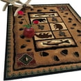 thumbnail image 1 of Handcraft Rugs Cabin Rug  Lodge, Cabin Nature and Animals Area Rug  Modern Geometric Design Cabin Area Rug  Abstract, Brown/Green/RedBear/Fish/Footprint 5x7 feet, 1 of 9