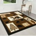 thumbnail image 1 of Handcraft Rugs Cabin Rug  Lodge, Cabin Nature and Animals Area Rug  Modern Geometric Design Cabin Area Rug  Abstract, Chocolate/BeigeBear/Footprint/Trees/Fishing Equipment 4x5 feet, 1 of 7