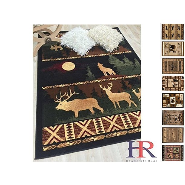 Handcraft Rugs Cabin Rug Lodge, Cabin Nature and Animals Area Rug Modern Nature Pattern Cabin