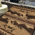 thumbnail image 1 of Handcraft Rugs Cabin Rug  Lodge, Cabin Nature and Animals Area Rug  Modern Stripped Pattern Cabin Area Rug  Abstract, Chocolate/Beige-Horse/Mountain 4x5 feet, 1 of 6