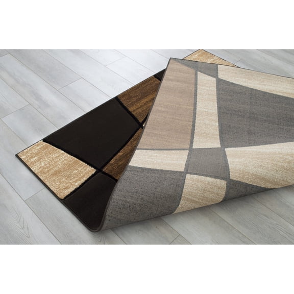 Handcraft Rugs-Color Block/Geometric/Linear Modern Contemporary Hand Carved Area Rug-Chocolate/Beige/Black