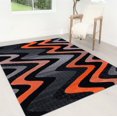 thumbnail image 1 of Handcraft Rugs Electric Orange/Gray/Silver/Black/Abstract Area Rug Modern Contemporary Zigzag Crisscross Wave Design, 1 of 6