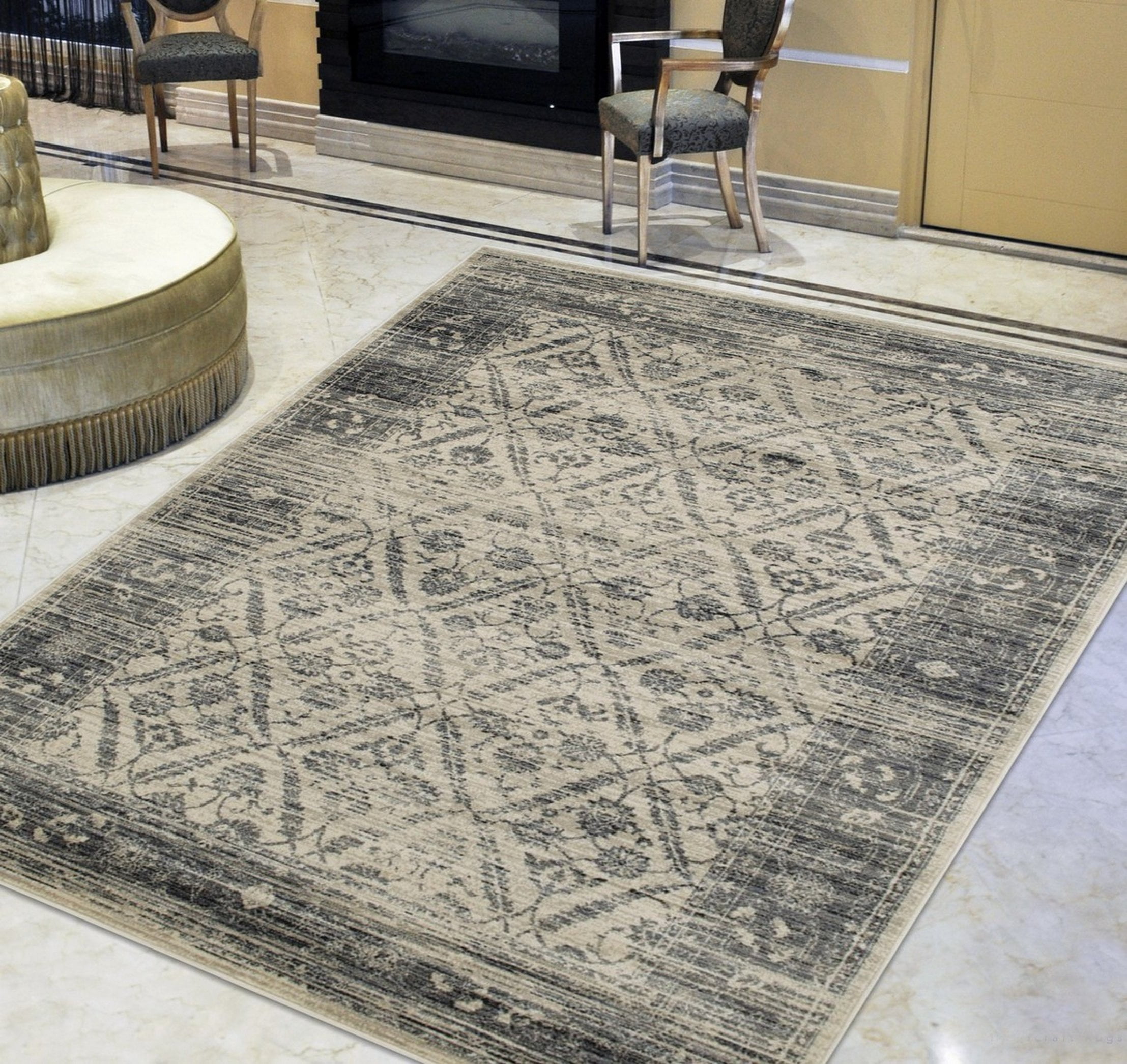 Handcraft Rugs-Gray/Beige Persian Ziegler Allover Pattern Distressed ...