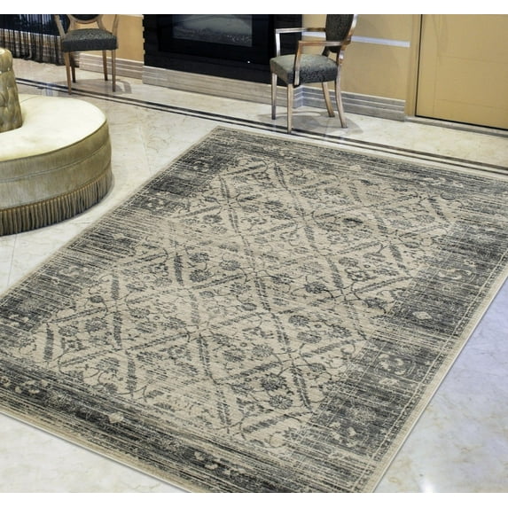Handcraft Rugs-Gray/Beige Persian Ziegler Allover Pattern Distressed  Modern Vintage Area Rug