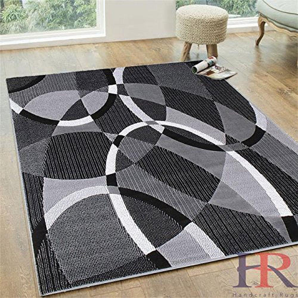 Blue/Grey/Silver/Black/Abstract Area Rug Modern Contemporary Geometric ...