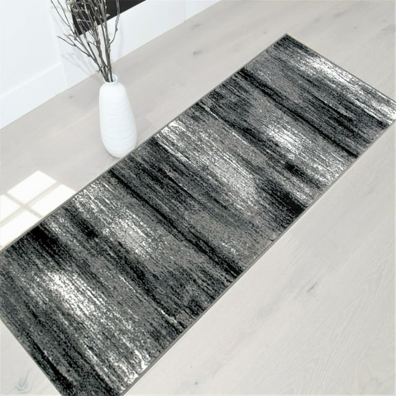 Handcraft Rugs - Grey/Silver/Black/Abstract Contemporary Modern Design Brushed Colors Area Rug