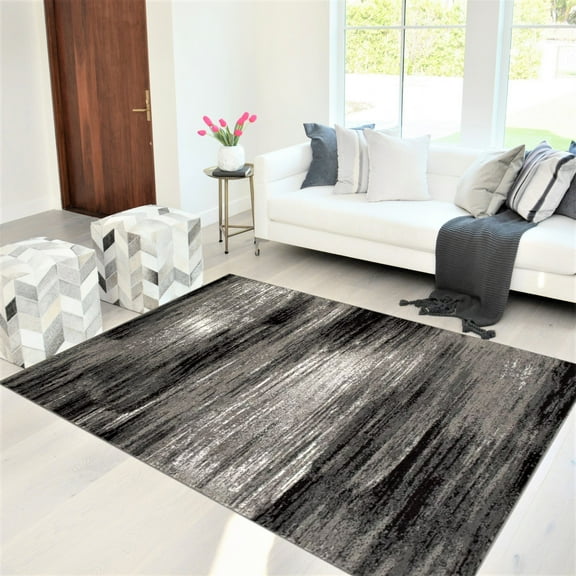 Handcraft Rugs - Grey/Silver/Black/Abstract Contemporary Modern Design Brushed Colors Area Rug