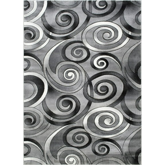 Handcraft Rugs HR Spiral/Swirls Modern Contemporary Hand Carved Area Rug 3-D effect Gray - 5' x 7'
